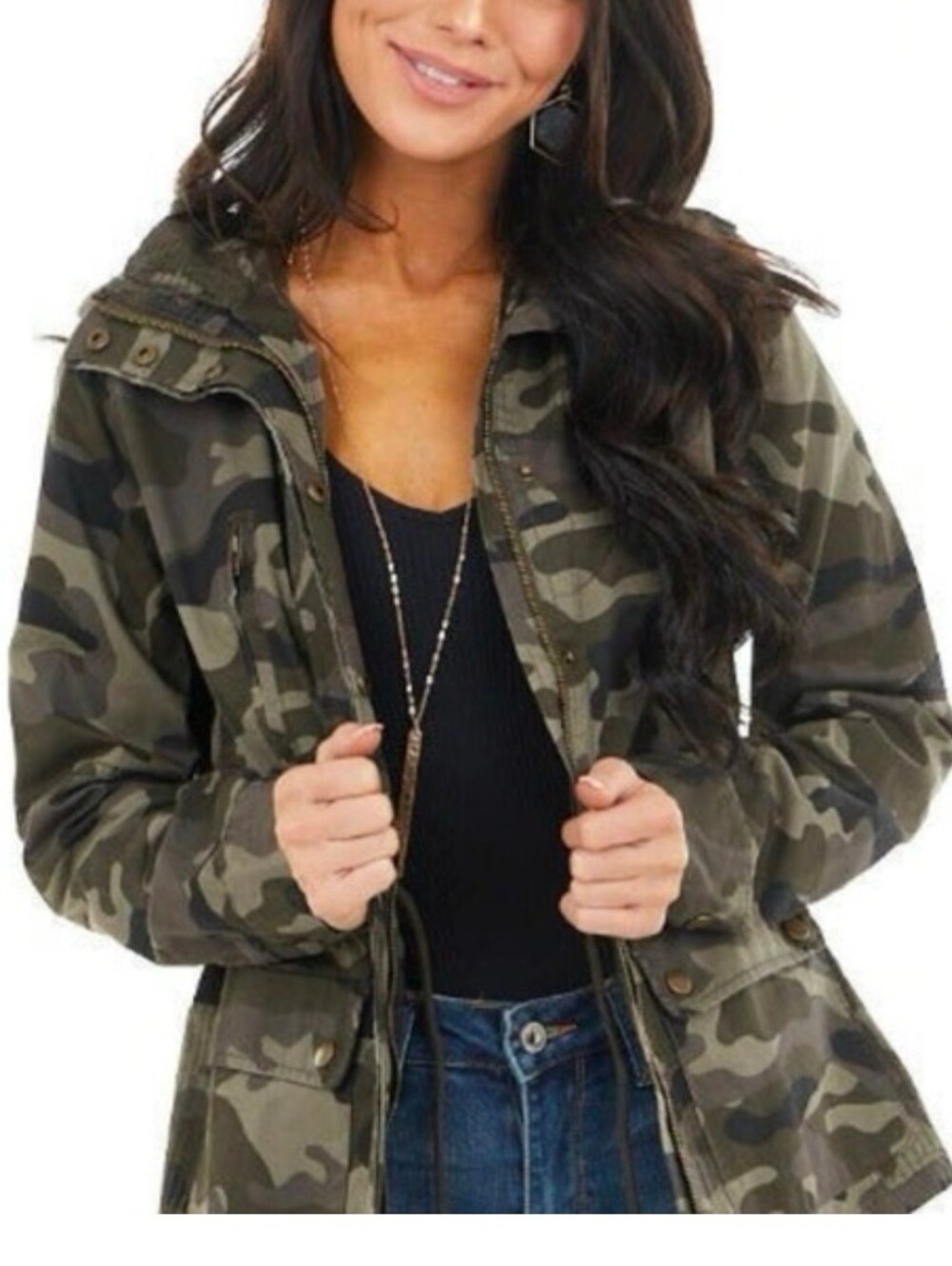 Love Tree green camouflage utility jacket-Lg